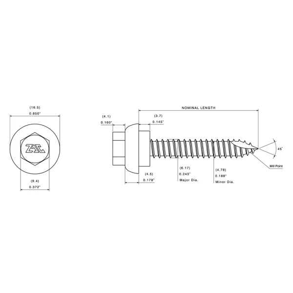 Type Ab Thread 1/4″ ZAC® Type AB Self-Tapping Screw, Zinc Alloy Capped HWH | Steel ...